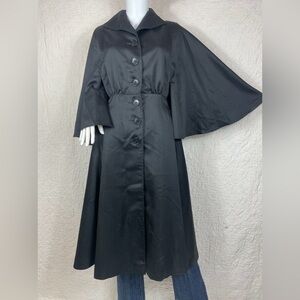 🔥Vintage 80s Junior Belle Cloak Black Trench Coat ILGWU Made